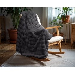 Pom kaninpels plaid Taupe/Rose 150 x 200 cm