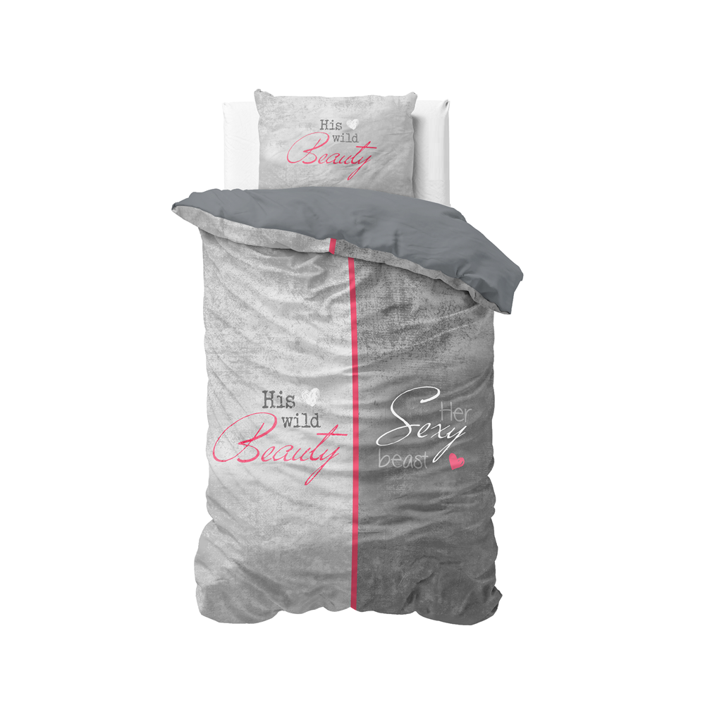 Sengesæt Beauty and the Beast Grå fra Sleeptime.dk