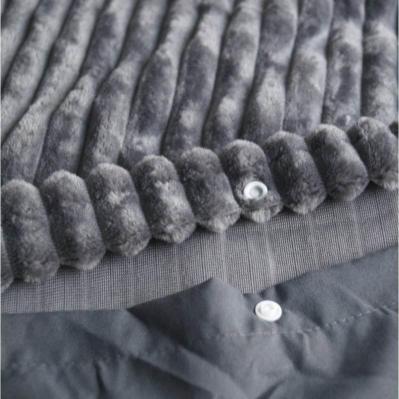 Sengetøj Rib Teddy Anthracit i blød Sherpa-fleece med fløjs struktur