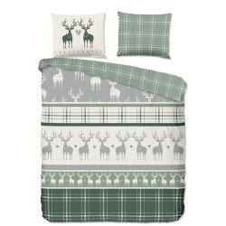 Flonel Sengesæt Julen Bjirk, Grøn fra Mytrendyhome.dk