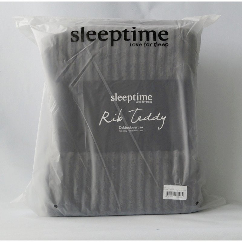 Sengetøj Rib Teddy Anthracit i blød Sherpa-fleece med fløjs struktur