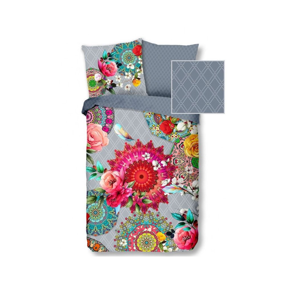 Bomuldssatin sengetøj i høj kvalitet med plantemotiver og mandala ornament