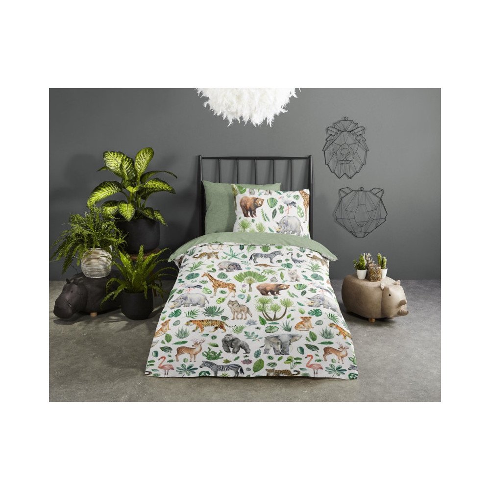 Junior sengetøj Samba med vilde dyr fra Sleeptime.dk