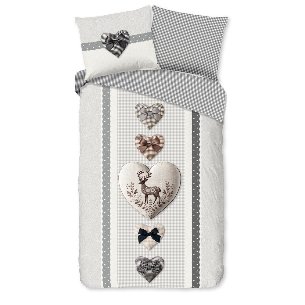 Sengesæt Bernet med hjort og hjerterternet mønster fra MyTrendyHome.dk