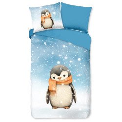 Flonel sengetøj Pingi med pingviner - Mytrendyhome.dk