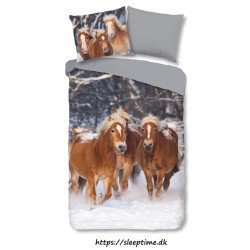 Flonel sengetøj Happy Horses med heste fra Sleeptime.dk