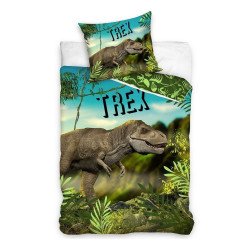 Børnesengetøj T-Rex – 100 % bomuld med dinosaurmotiv fra Sleeptime.dk