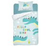 Dobbeltsidet bambus sengetøj Dino Mint med dinosaurmotiv fra Sleeptime.dk