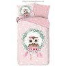 Sengesæt Owl Pink med ugle 100% bomuld fra MyTrendyHome.dk