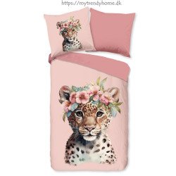 Pink flonel sengesæt “Leo” med leopardunge | MyTrendyHome