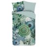 Flonel sengesæt  Iselin, Grøn med mandala og snefnug  MyTrendyHome.dk