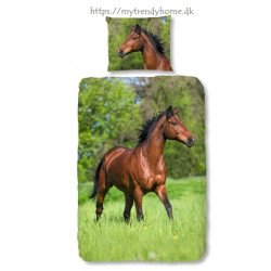 Sengetøj Brown Horse med hestemotiv, 100% bomuld fra Mytrendyhome.dk