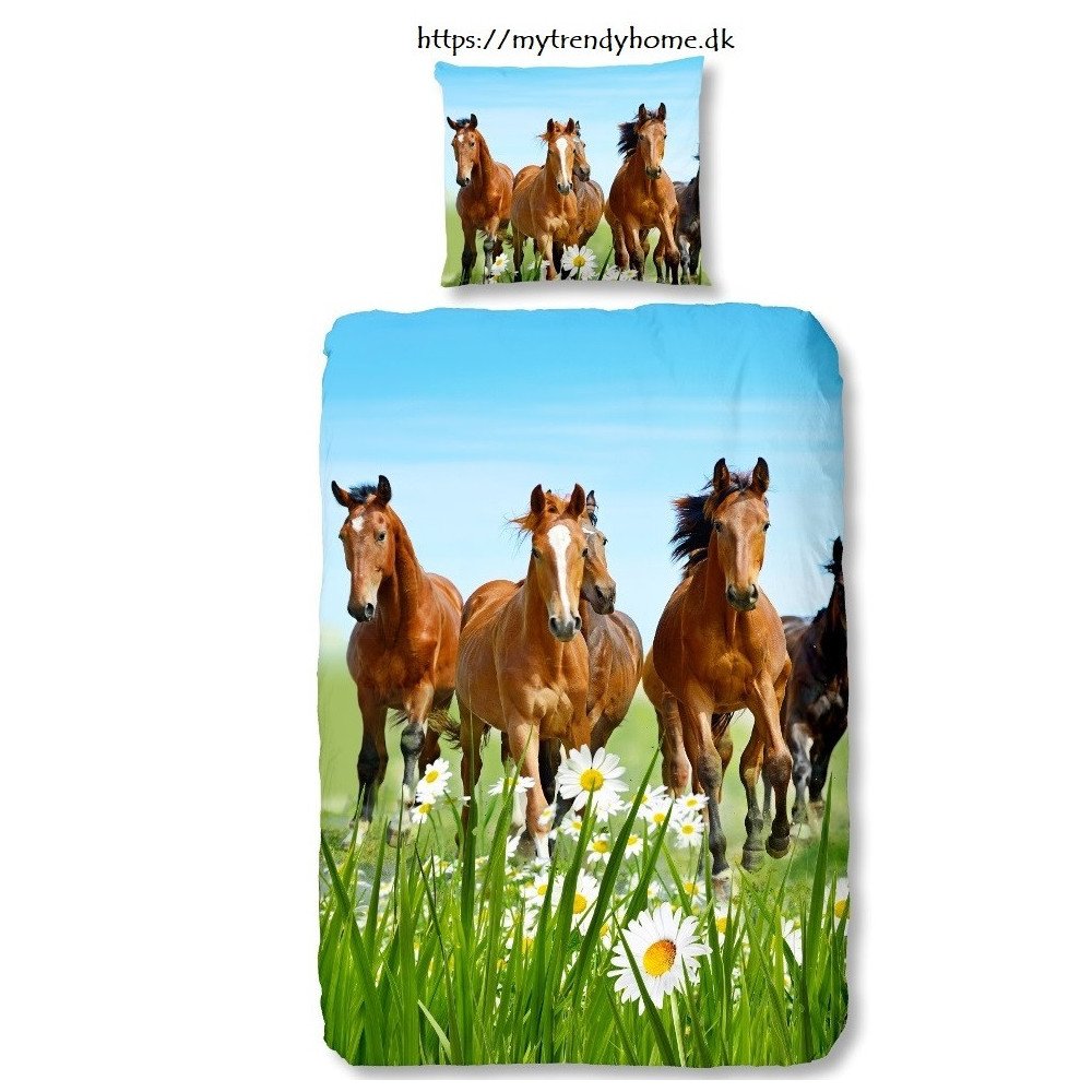 Børnesengetøj Horses Margerit  med heste og margerit