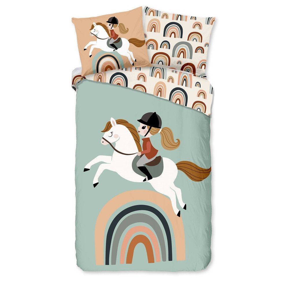 Sengesæt Destin med med en lille rytter og en hvid hest fra Mytrendyhome.dk