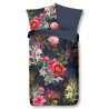 Bomuldssatin sengetøj Simone Blue med eksotiske blomster - MyTrendyHome.dk