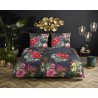 Bomuldssatin sengetøj Simone Blue med eksotiske blomster - MyTrendyHome.dk