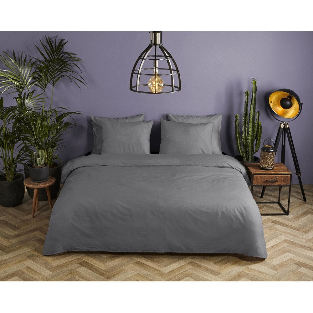 Bomuldssatin Mørkegrå ensfarvet sengesæt– luksus og komfort / MyTrendyHome