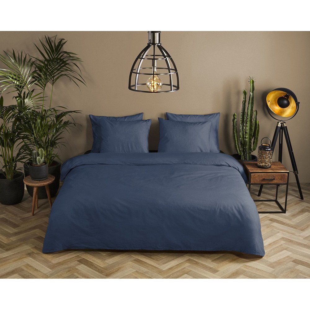 Bomuldssatin Mørkeblå ensfarvet sengesæt– luksus og komfort / MyTrendyHome
