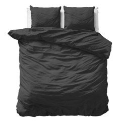 Bomuldssatin Sort ensfarvet sengesæt– luksus og komfort / MyTrendyHome