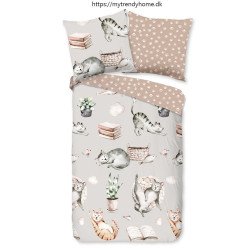 Børnesengesæt Catlife, lukkes med trykknapper, 100% bomuld fra MyTrendyHome.dk