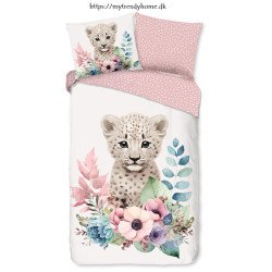 Sengesæt Lille Leo med lille leopard, lukkes med trykknapper fra MyTrendyHome