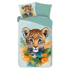 Sengesæt  Lodewijk med lille leopard, lukkes med trykknapper fra MyTrendyHome