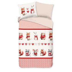 Flonel sengesæt Timmy med Snemand og kaniner fra MytrendyHome.dk