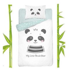Bambus sengetøj Panda Bear Mint med dinosaurmotiv