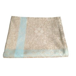 Beige dug med turkis kant | Elegant damaskdesign