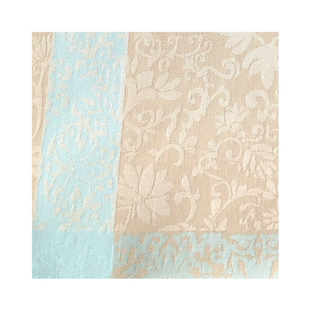 Beige dug med turkis kant | Elegant damaskdesign