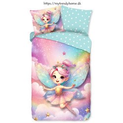 Eventyrligt børnesengetøj med fe og stjerner i blød 100% bomuld. Perfekt til pigeværelset og børn, der elsker magiske drømme.