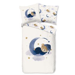 Børnesengetøj med sovende bamse – 100% bomuld