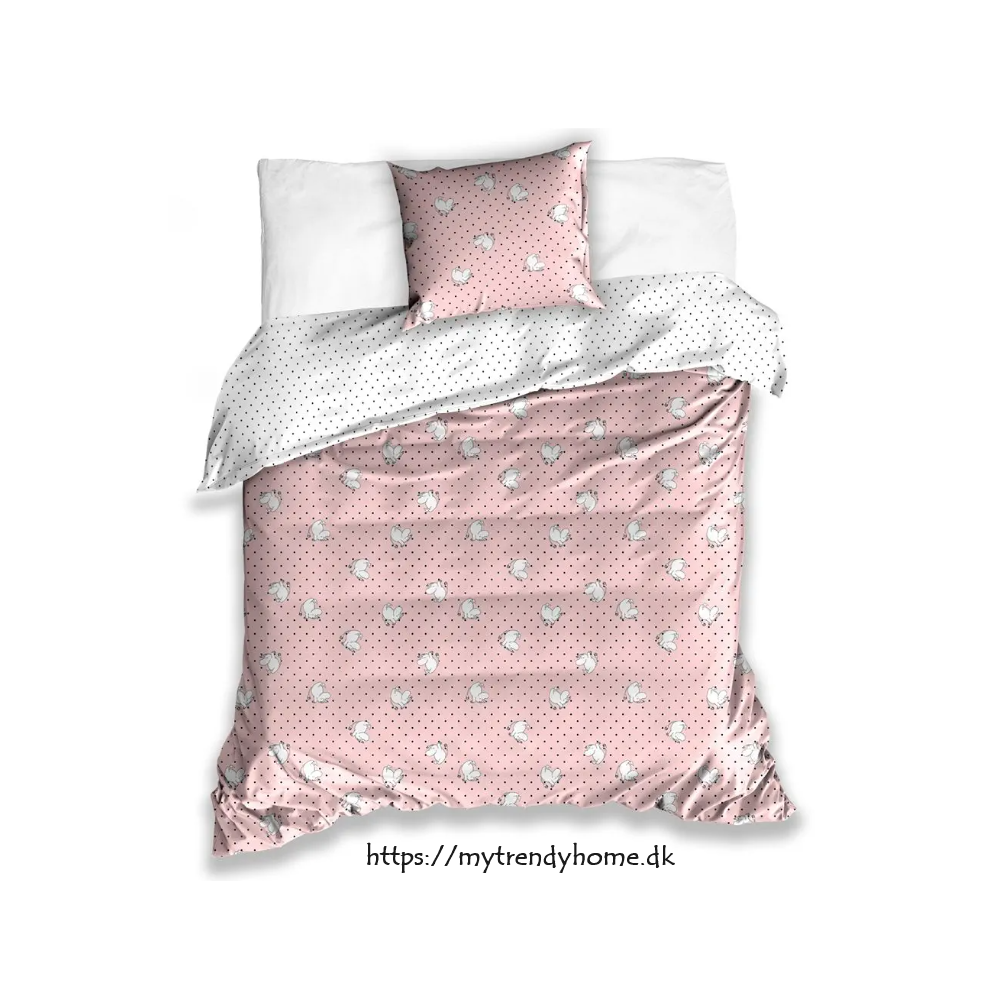 Sengesæt Moomintroll pink  i 100% bomuldssatin fra MyTrendyHome