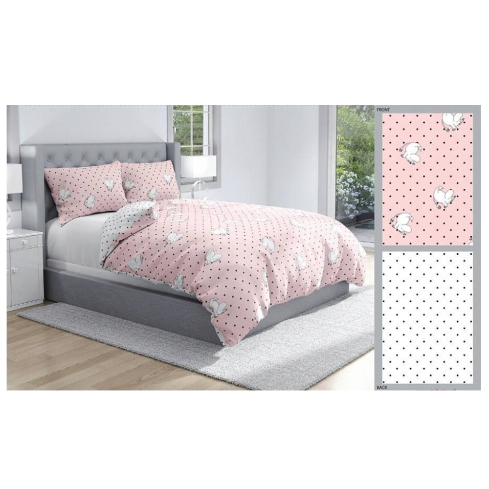 Sengesæt Moomintroll pink  i 100% bomuldssatin fra MyTrendyHome