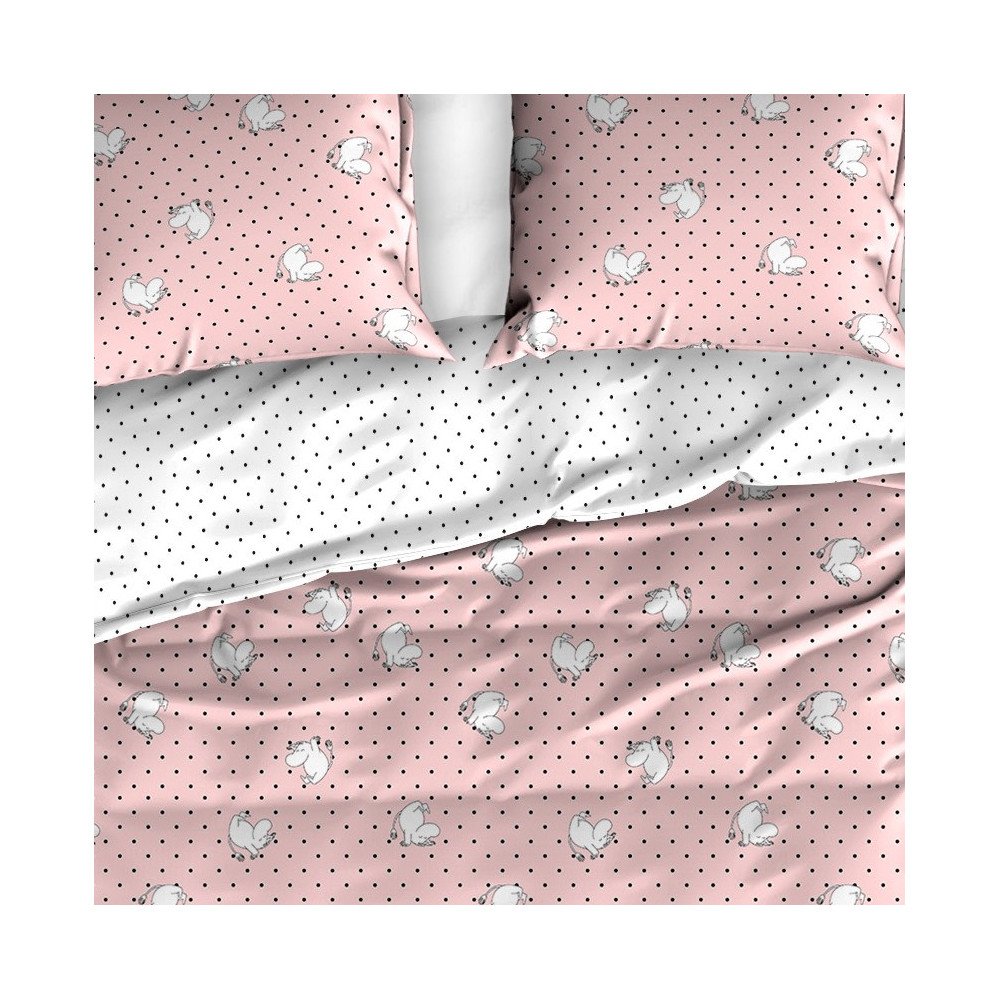 Sengesæt Moomintroll pink  i 100% bomuldssatin fra MyTrendyHome