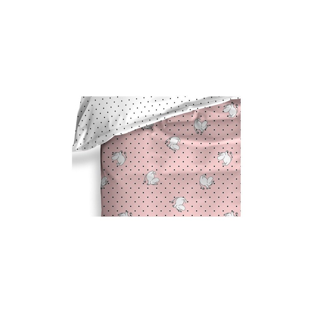 Sengesæt Moomintroll pink  i 100% bomuldssatin fra MyTrendyHome