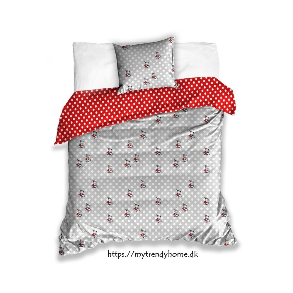 Sengesæt Moomintroll pink  i 100% bomuldssatin fra MyTrendyHome