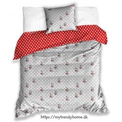 Sengesæt Moomintroll grey/red i 100% bomuldssatin fra MyTrendyHome