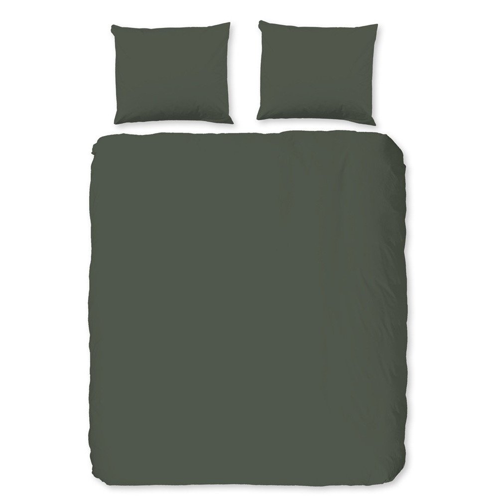 Bomuldssatin BS - Ensfarvet, Olivengrøn Unicolor sengesæt fra MyTrendyHome.dk