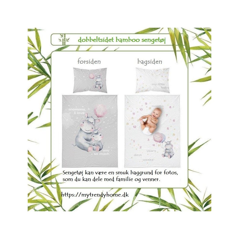 Dobbeltsidet Bambus sengetøj Lovely Mommy grå fra MyTrendyHome. dk