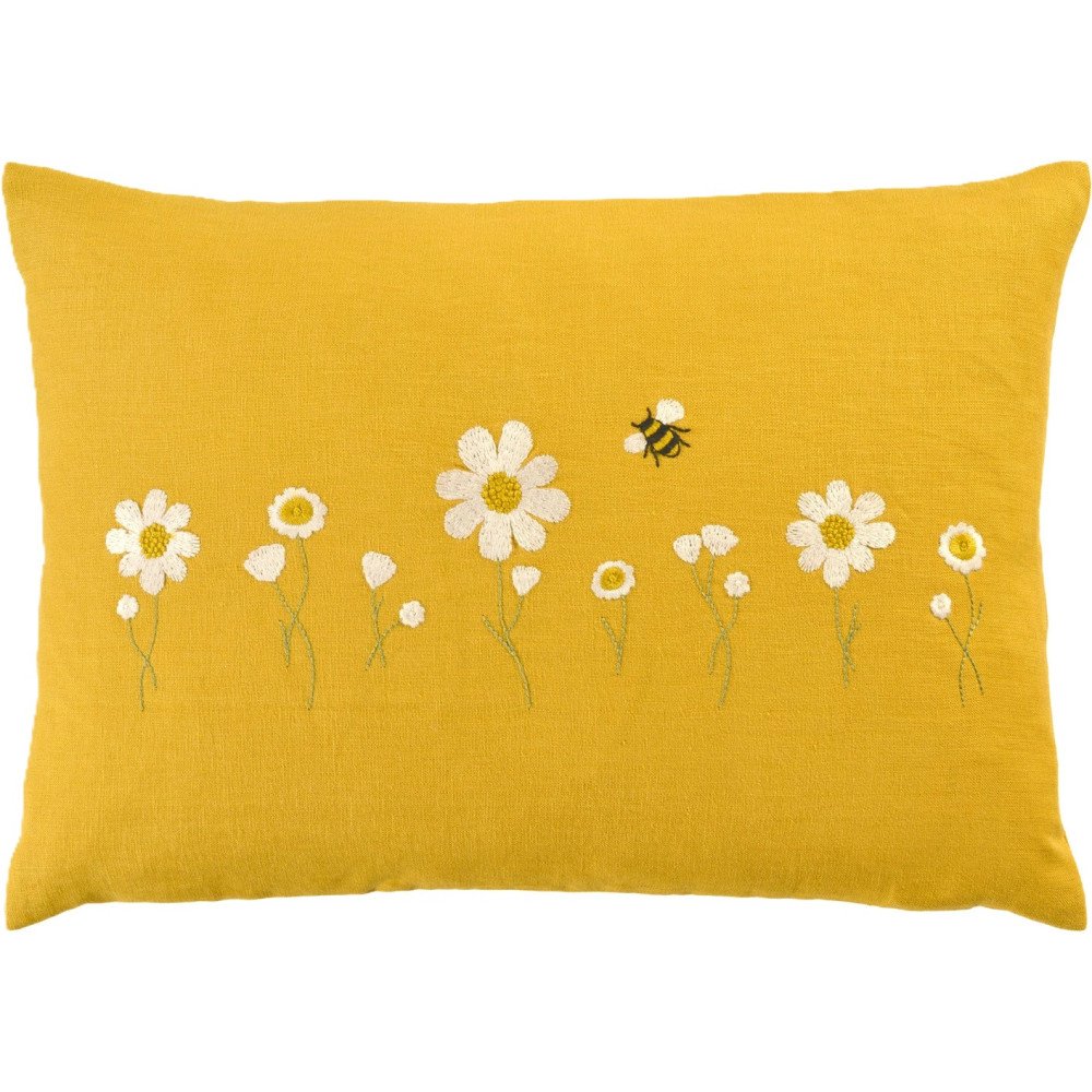 Broderet pudebetræk med margueritter & bi – Honeybee