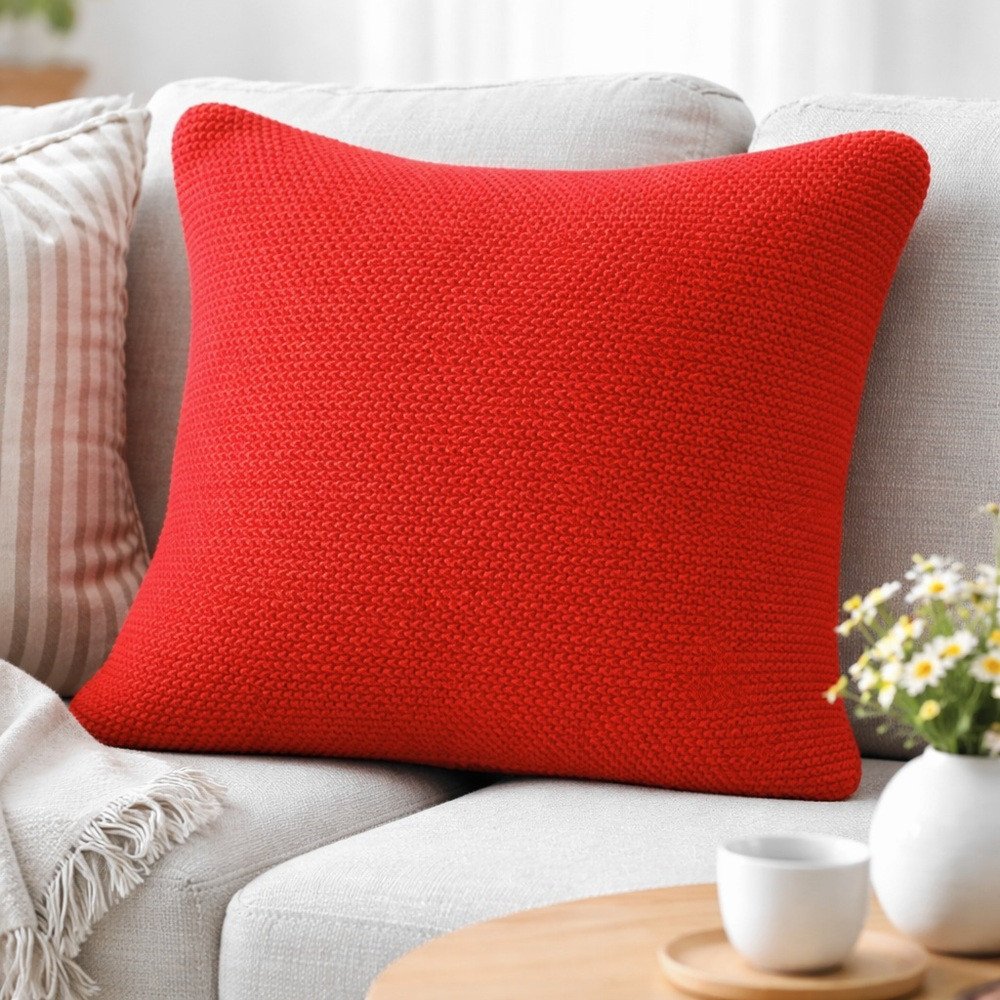 Pudebetræk til sofapude i rød farver,  størrelser: 45 x 45 cm, 100% bomuld
