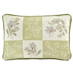 Gobelinpude med blomstermotiv i forårsfarver