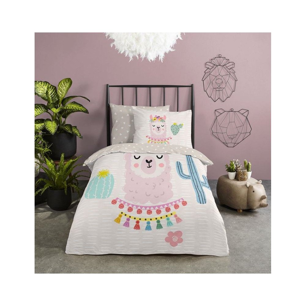 Børnesengetøj Lama, sand med sjov Lama fra Sleeptime.dk
