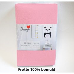 Junior Frotte Faconlagen Pink i størrelse 60x120x15 cm med elastik 100% bomuld fra Sleeptime.dk