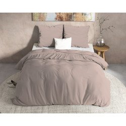 Flonel Sengesæt Ensfarvet, Taupe fra Mytrendyhome.dk